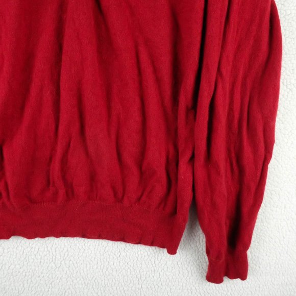 Black Brown Sweater Mens Large Red Cashmere Lightweight V Neck Preppy - Picture 3 of 12